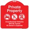 Signmission Private Property Unauthorized Vehicles Towed No Cars No Solicitors No Turn Around Sym, RW-1818-9914 A-DES-RW-1818-9914 - alternate 1
